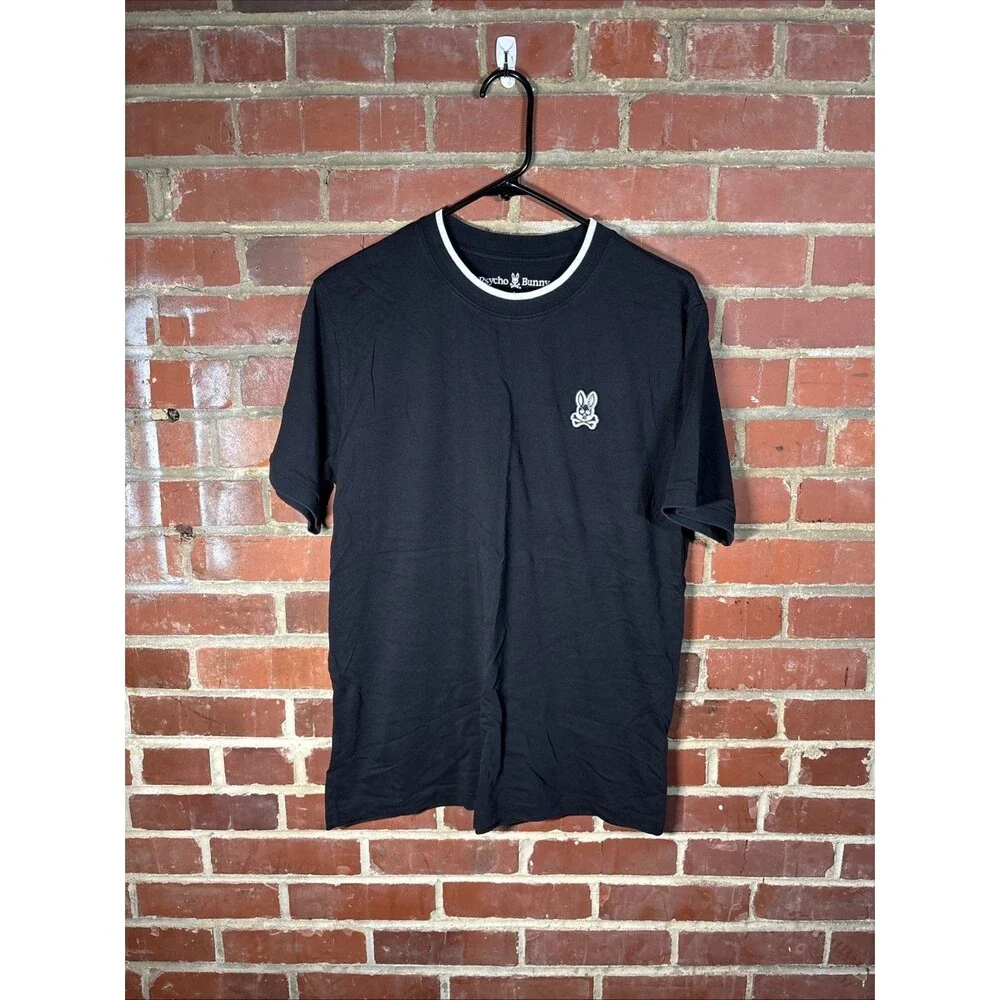 Psycho Bunny Serge Basic Crew Neck Fashion Black Unique Shirt Adult Size M (5)